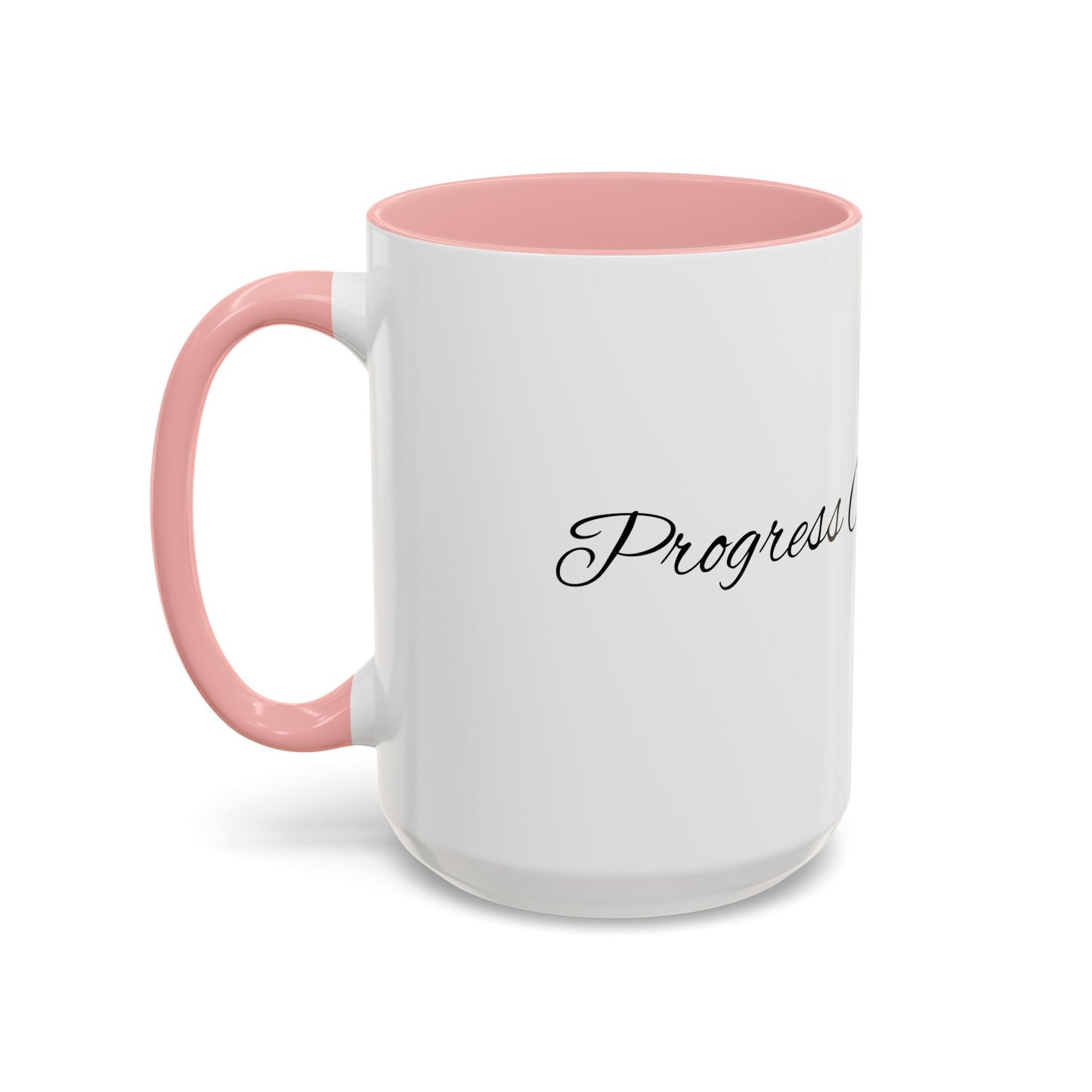 Progress Over Perfection Inspirational Accent Mug | Pink Handle Coffee Mug | Gift for Her