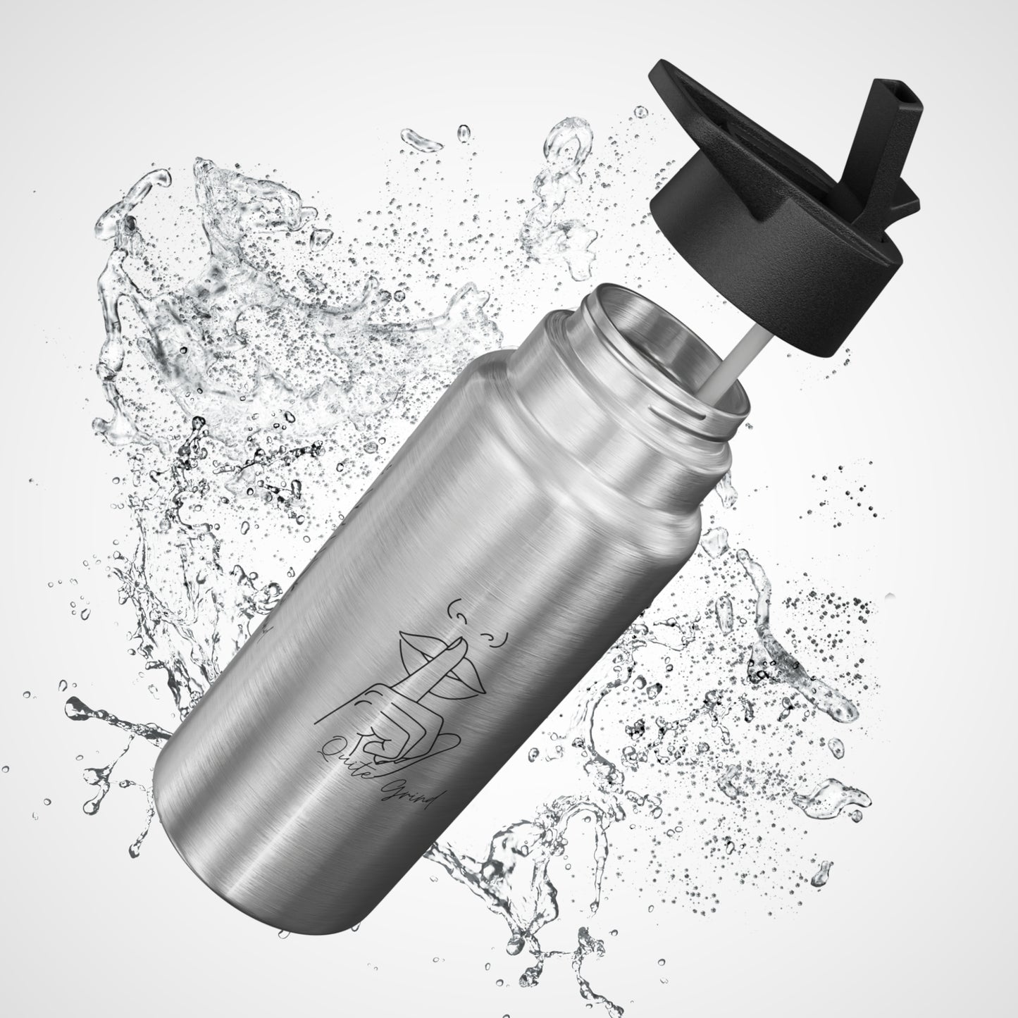 Gator 32oz Stainless Water Bottle — 'Quiet Grind' Minimal Line Art Tumbler