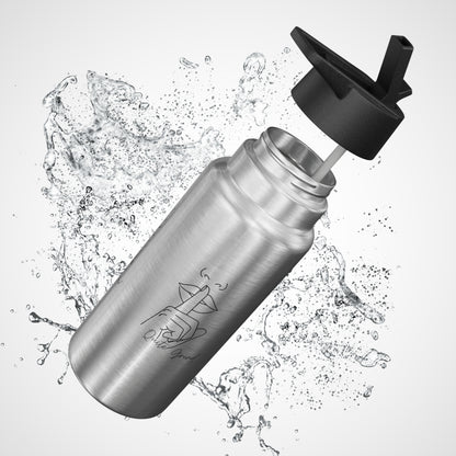 Gator 32oz Stainless Water Bottle — 'Quiet Grind' Minimal Line Art Tumbler