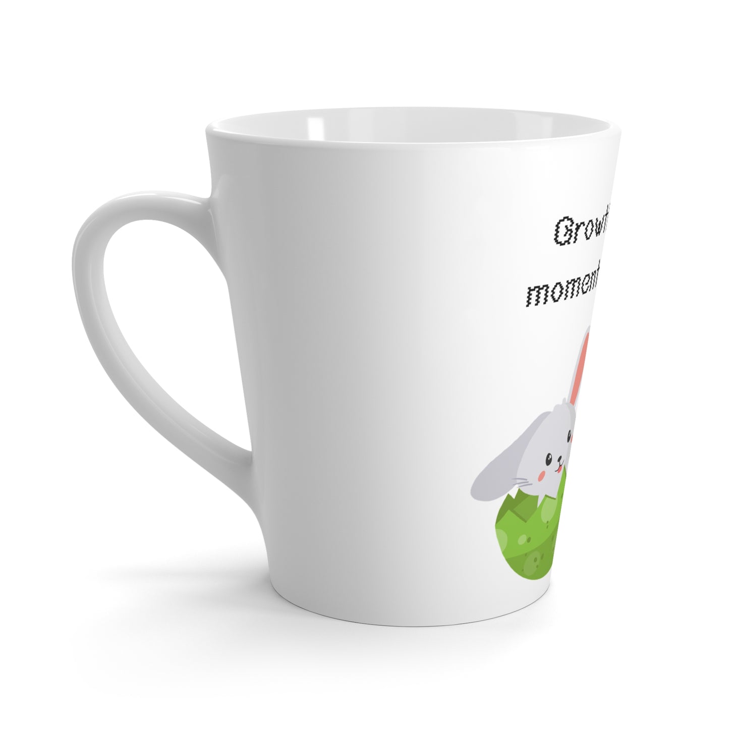 Inspirational Bunny Latte Mug — "Growth Begins the Moment You Decide to Rise" Motivational Coffee Cup