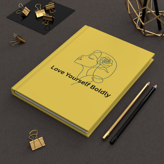 Love Yourself Boldly Hardcover Journal — Feminine Line Art Self-Love Notebook