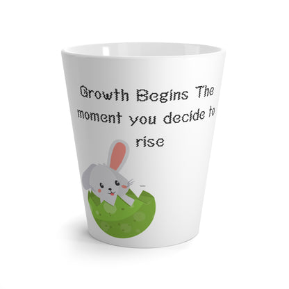 Inspirational Bunny Latte Mug — "Growth Begins the Moment You Decide to Rise" Motivational Coffee Cup