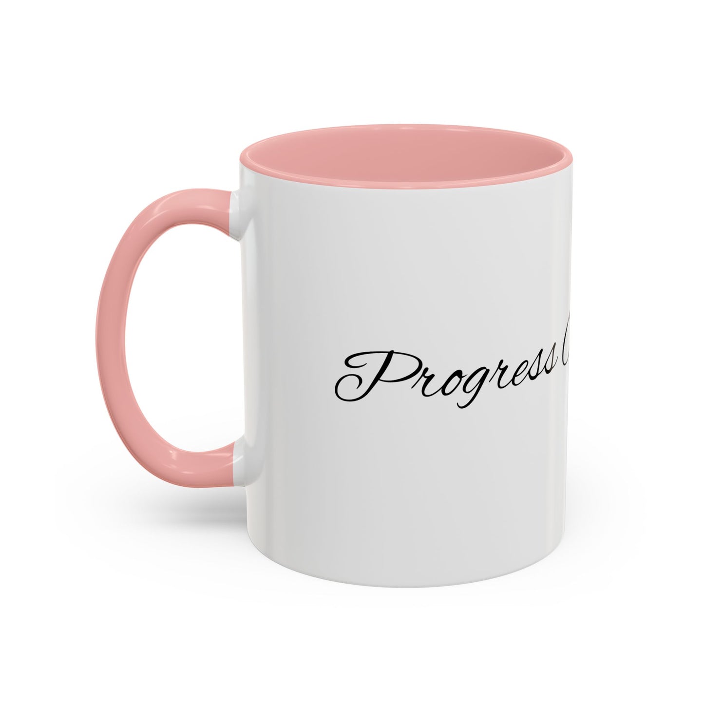 Progress Over Perfection Inspirational Accent Mug | Pink Handle Coffee Mug | Gift for Her