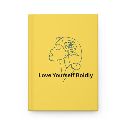 Love Yourself Boldly Hardcover Journal — Feminine Line Art Self-Love Notebook