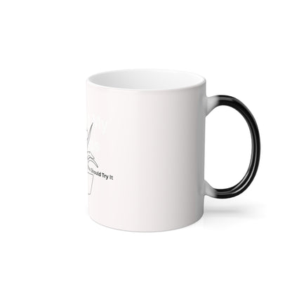 Color-Changing Mug — Minimal Line Art Coffee & Laptop Design (You Should Try It)
