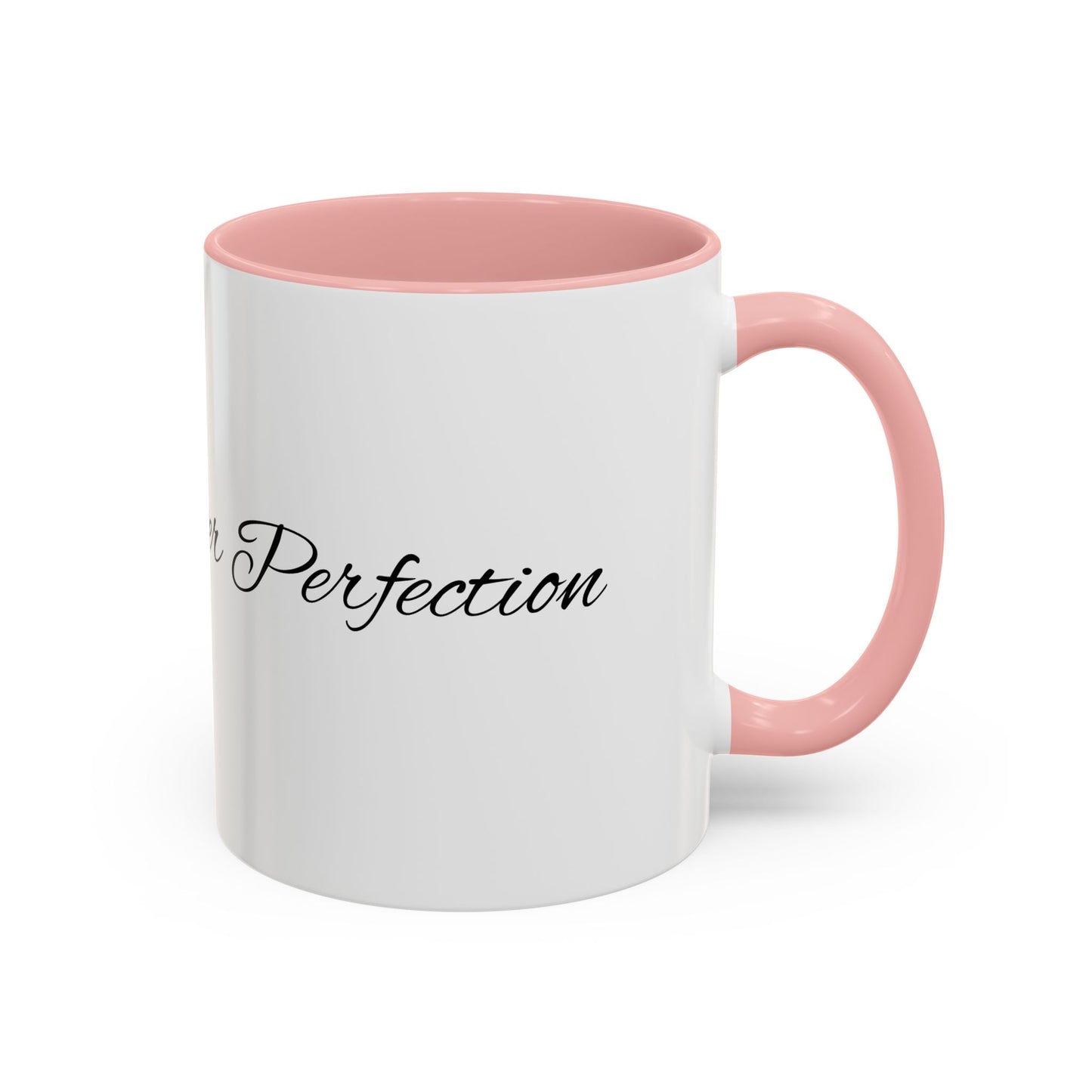 Progress Over Perfection Inspirational Accent Mug | Pink Handle Coffee Mug | Gift for Her