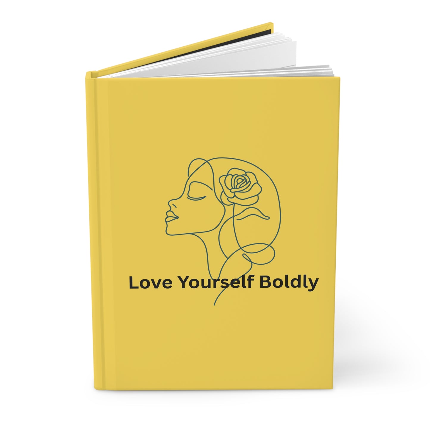 Love Yourself Boldly Hardcover Journal — Feminine Line Art Self-Love Notebook