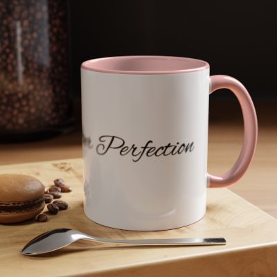 Progress Over Perfection Inspirational Accent Mug | Pink Handle Coffee Mug | Gift for Her